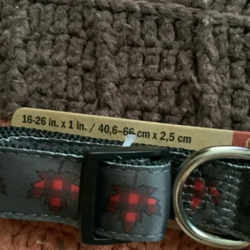 Canadiana Grey Canada Maple Leaf Dog Collar Large